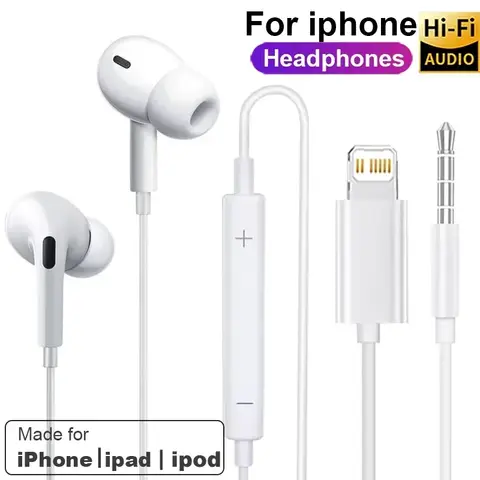 Écouteurs d'origine pour Apple iPhone 14 Pro Max casque Lightning 13 12 11 Mini X XS XR SE 6 7 8 Plus écouteurs intra-auriculaires filaires
