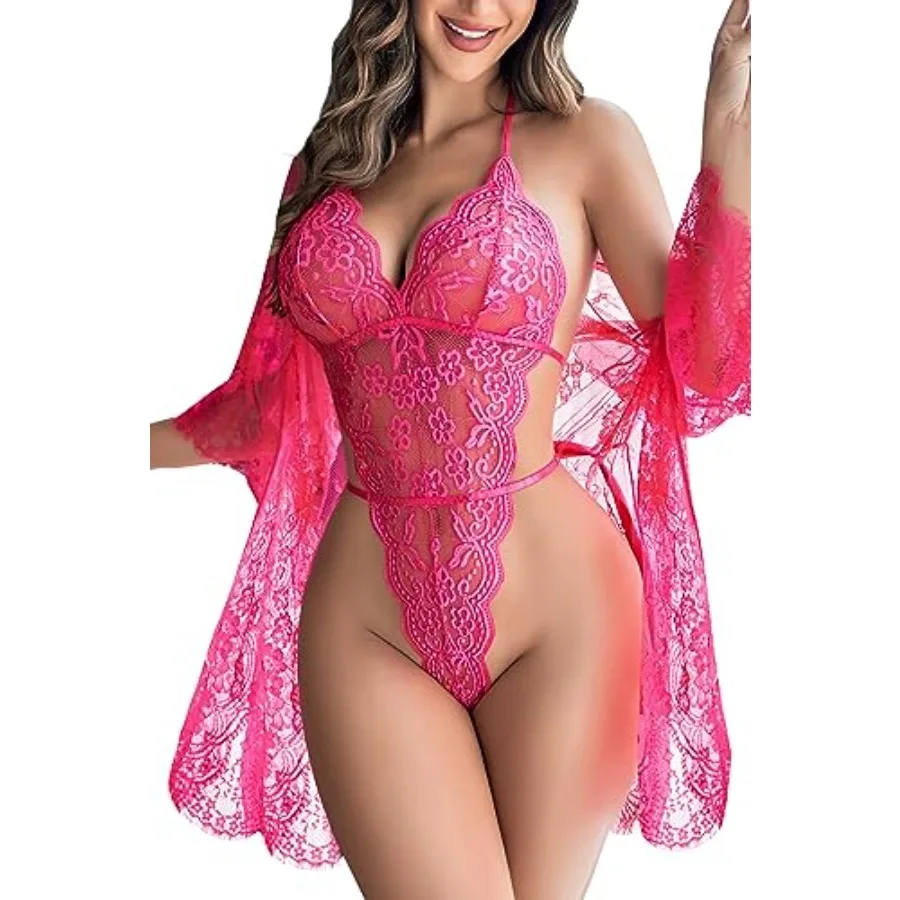 Avidlove Women Sexy Lingerie Set 2 Pcs Lace Kimono Robe with Lace Teddy Lingerie Bodysuit
Avidlove Women Sexy Lingerie Set 2 Pcs Lace Kimono Robe with Lace Teddy Lingerie Bodysuit