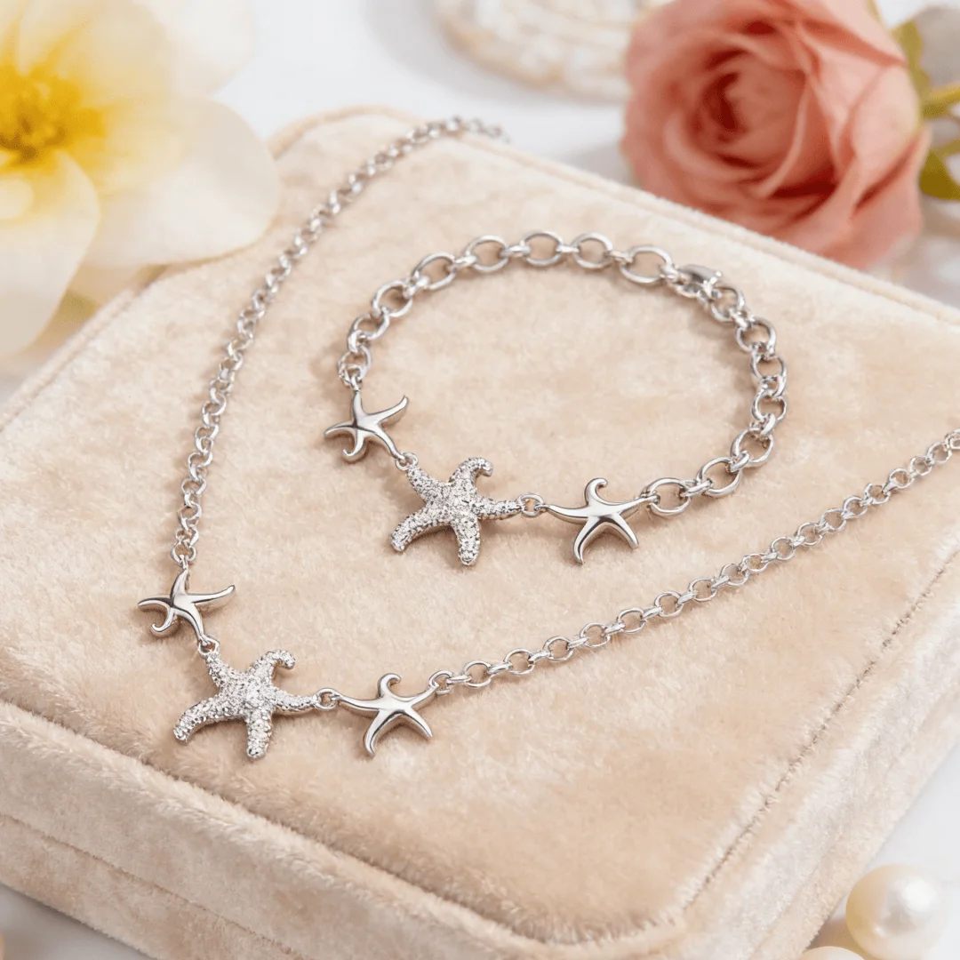 High-quality 925 sterling Silver classic starfish necklaces bracelests for women streetwear Jewelry Set wedding accessories
High-quality 925 sterling Silver classic starfish necklaces bracelests for women streetwear Jewelry Set wedding accessories