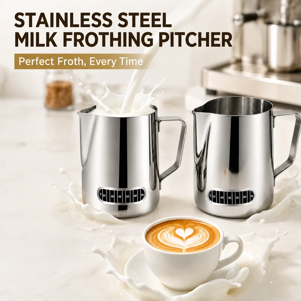 Coffee Milk Frother With Temperature Sensing Patch Made Of Stainless Steel Material, Professional Coffee Pot Flower Pulling Tool
Coffee Milk Frother With Temperature Sensing Patch Made Of Stainless Steel Material, Professional Coffee Pot Flower Pulling Tool