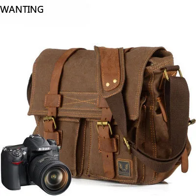 Vintage Canvas splicing real leather bag Single Shoulder Messenger Bag casual photography waterproof liner SLR Camera Bag
Vintage Canvas splicing real leather bag Single Shoulder Messenger Bag casual photography waterproof liner SLR Camera Bag