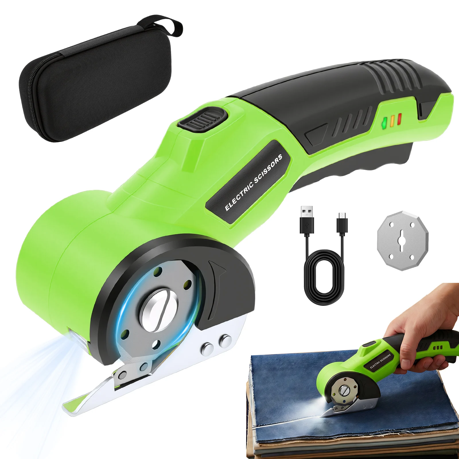 Cordless Electric Scissors 4.2V USB Rechargeable with LED Light and Safety Lock Carpet Cardboard Cutter Power Tool
Cordless Electric Scissors 4.2V USB Rechargeable with LED Light and Safety Lock Carpet Cardboard Cutter Power Tool