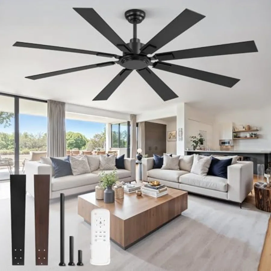 Indoor/Outdoor 65 Inch Ceiling Fan No Light with Remote, Black ABS Blades, Quiet Reversible DC Motor, 6-Speeds, 8-Blade Modern
Indoor/Outdoor 65 Inch Ceiling Fan No Light with Remote, Black ABS Blades, Quiet Reversible DC Motor, 6-Speeds, 8-Blade Modern