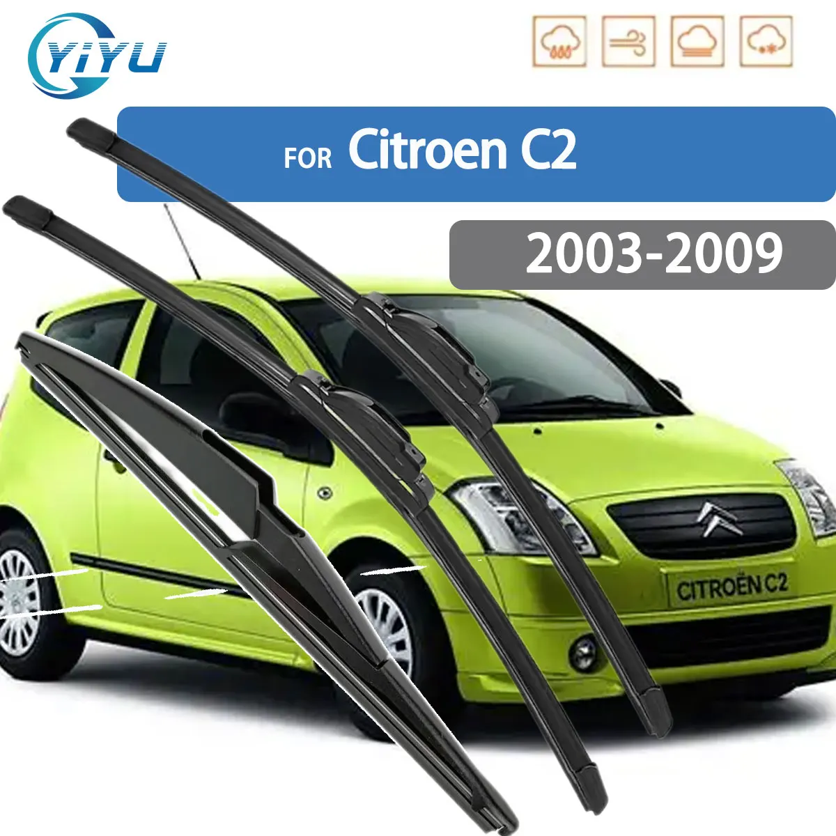 3PCS Car Wiper For Citroen C2 2003-2009 Front Rear Wiper Blades Brushes Car Accessories
3PCS Car Wiper For Citroen C2 2003-2009 Front Rear Wiper Blades Brushes Car Accessories