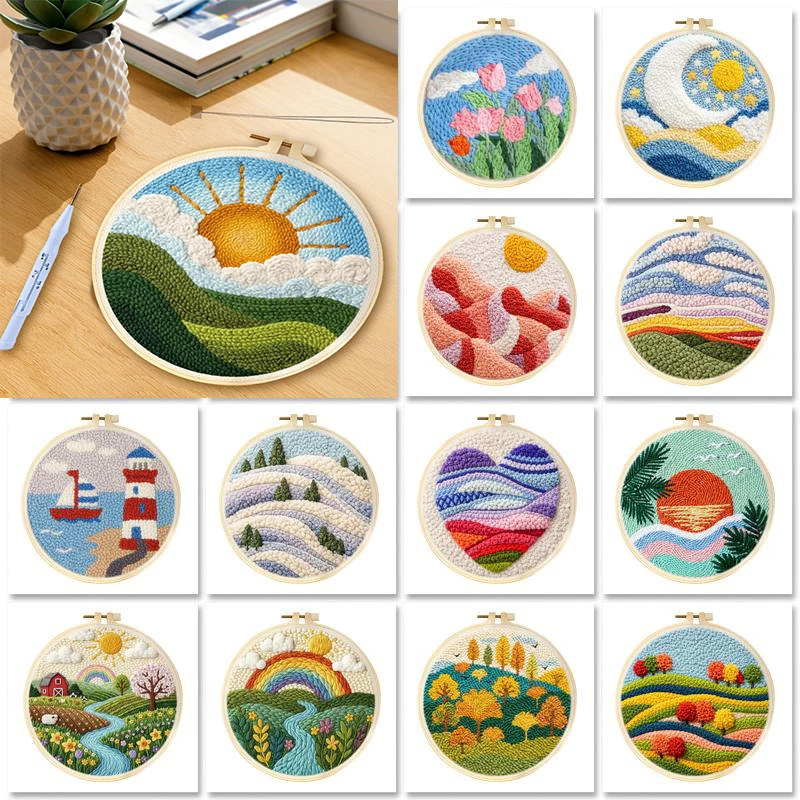 Diy Punch Needle Embroidery Starter Kits Scenery Pattern Sewing Kit Funny Easy Yarn Painting Arts DIY Needlework Set For Beginne
Diy Punch Needle Embroidery Starter Kits Scenery Pattern Sewing Kit Funny Easy Yarn Painting Arts DIY Needlework Set For Beginne
