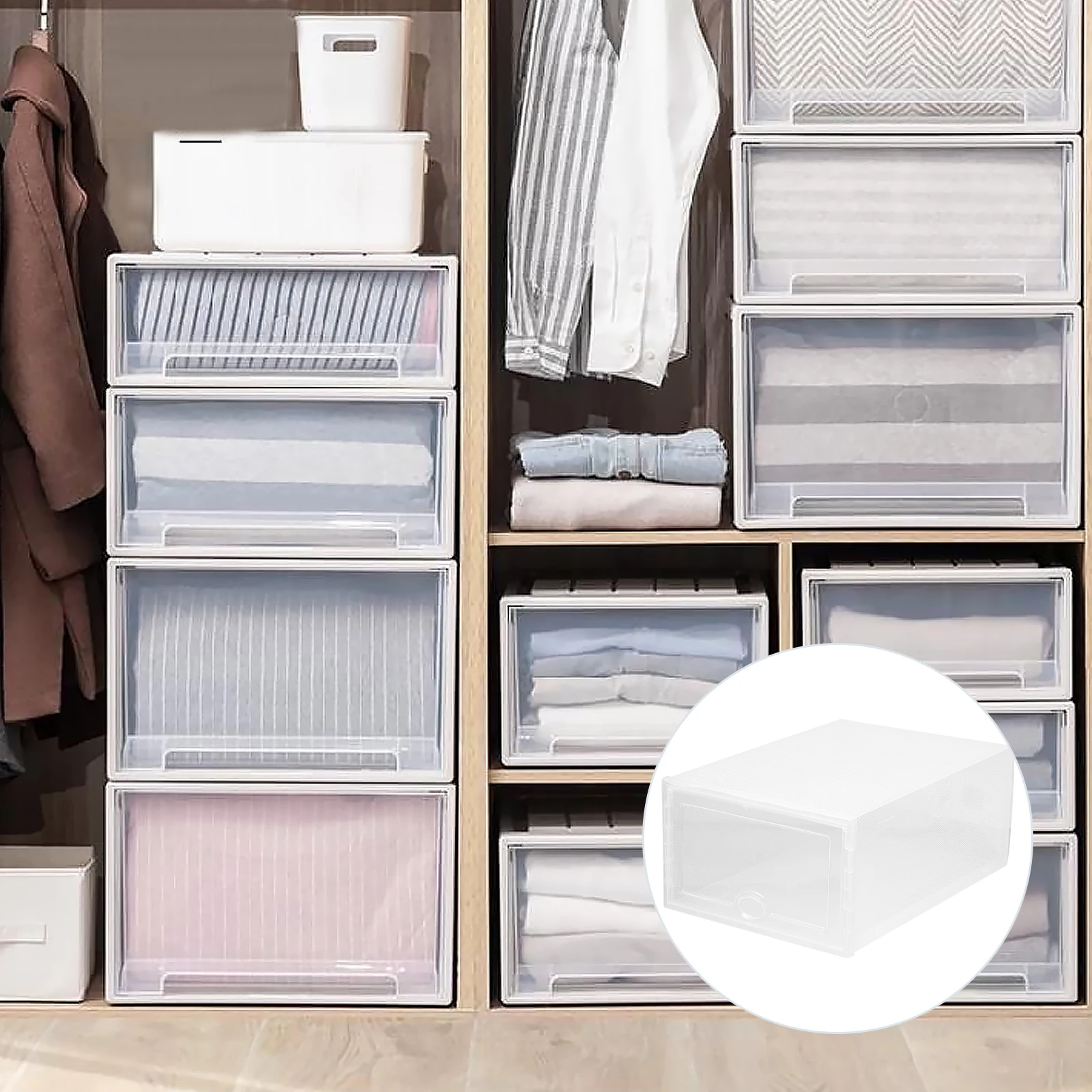 6 Pcs Shoe Rack Transparent Box Holder Storage Plastic Drawer-style Shoes Container
6 Pcs Shoe Rack Transparent Box Holder Storage Plastic Drawer-style Shoes Container