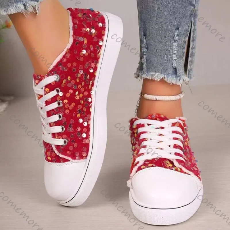 Comemore Large Size Women's Single Shoes Spring Autumn New Fashion Sneakers Round Head Flat Bottom Lace Up Sequins Casual Shoes
Comemore Large Size Women's Single Shoes Spring Autumn New Fashion Sneakers Round Head Flat Bottom Lace Up Sequins Casual Shoes