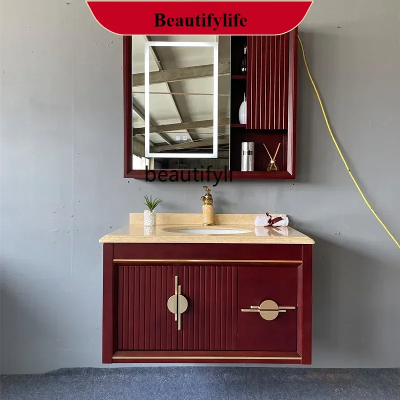 A185 American Oak Bathroom Cabinet Floor Standing with Smart Mirror Wash Basin Combination Washstand - Storage Shelf Included
A185 American Oak Bathroom Cabinet Floor Standing with Smart Mirror Wash Basin Combination Washstand - Storage Shelf Included