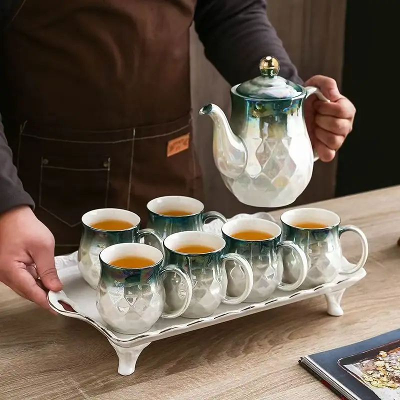 Hxl ceramic water cup living room tea set complete kettle suit
Hxl ceramic water cup living room tea set complete kettle suit