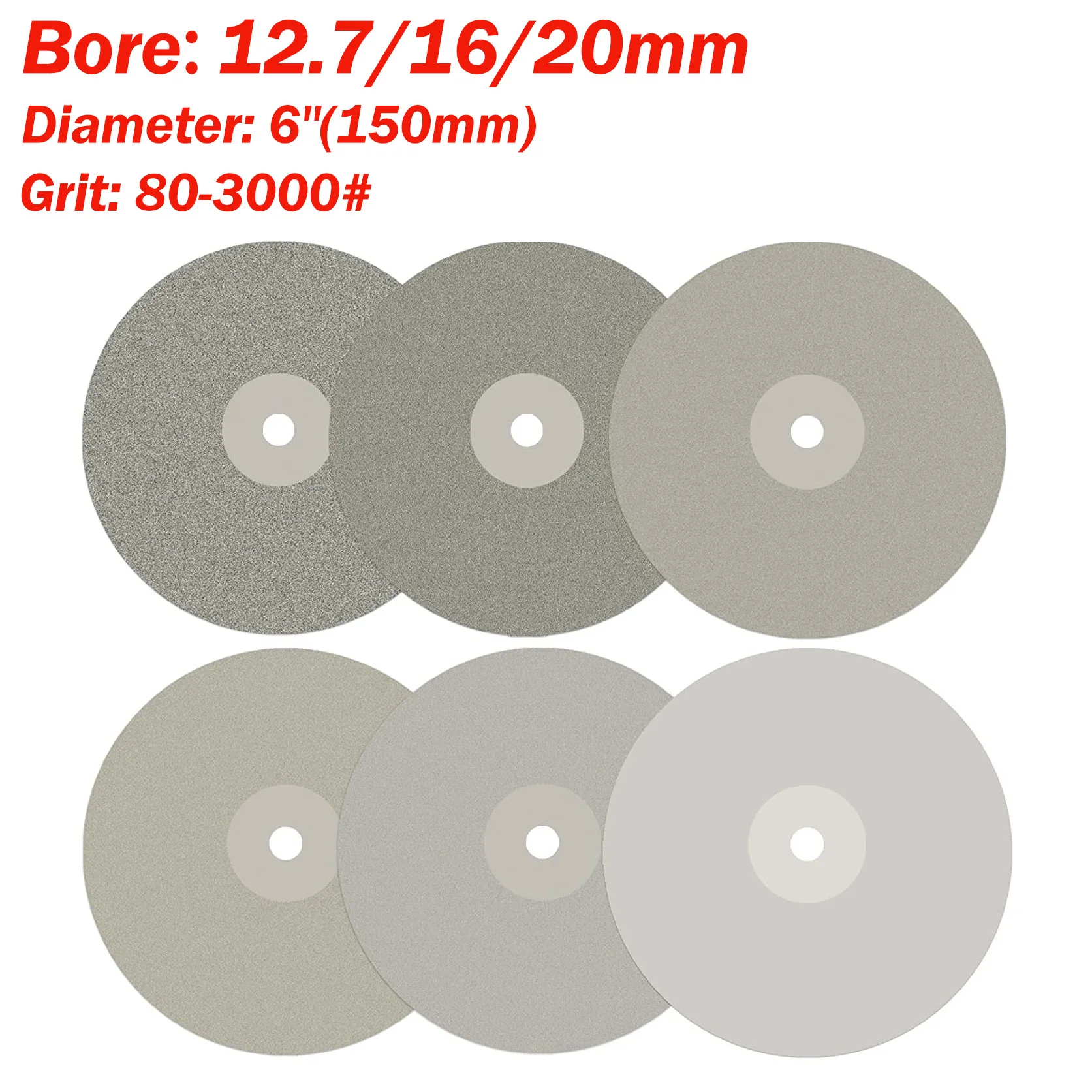 6" 150mm Bore 12.7/16/20mm Diamond Grinding Disc Coated Flat Lap Wheel Polishing Wheels 80~3000 Grit Single Sided/Double Sided
6" 150mm Bore 12.7/16/20mm Diamond Grinding Disc Coated Flat Lap Wheel Polishing Wheels 80~3000 Grit Single Sided/Double Sided
