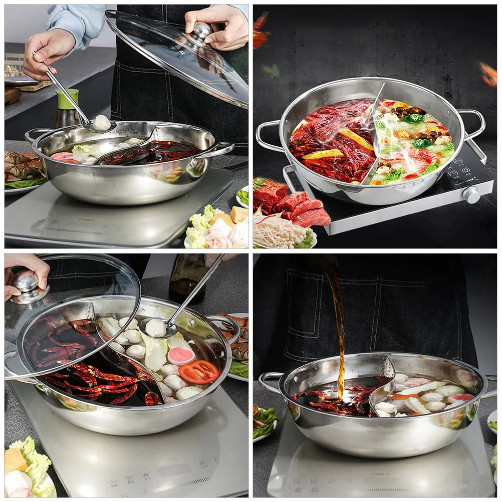 Stainless Steel Two-Flavor Hot Pot Divided Stockpot Household Multi-Use Kitchen Hot Pot Pan with Handles Kitchen Supply
Stainless Steel Two-Flavor Hot Pot Divided Stockpot Household Multi-Use Kitchen Hot Pot Pan with Handles Kitchen Supply