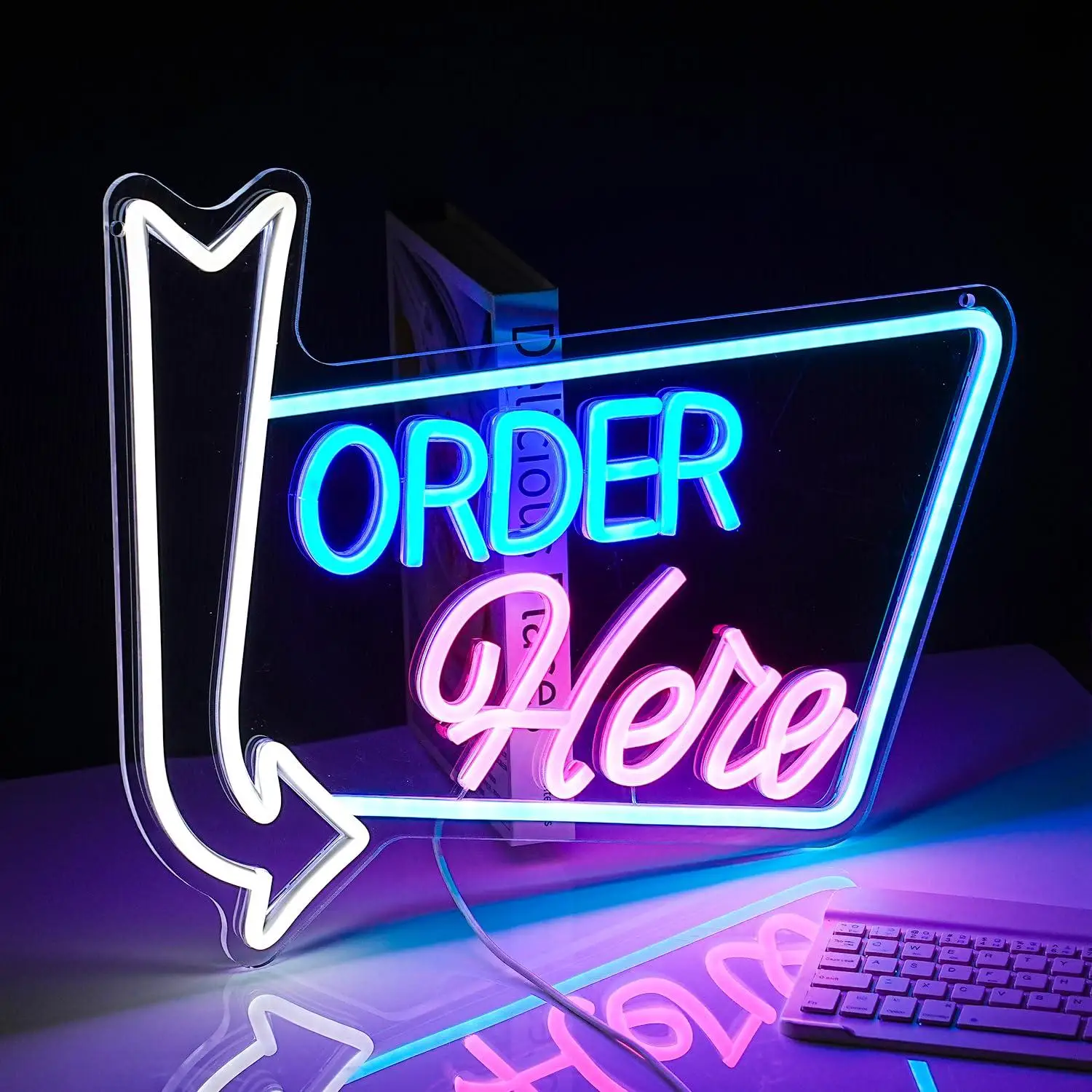 Order Here Neon Sign USB Powered LED Dimmable Neon Lights for Restaurant Shop Cake Shop Bar Market Mall Decor Business Led Signs
Order Here Neon Sign USB Powered LED Dimmable Neon Lights for Restaurant Shop Cake Shop Bar Market Mall Decor Business Led Signs