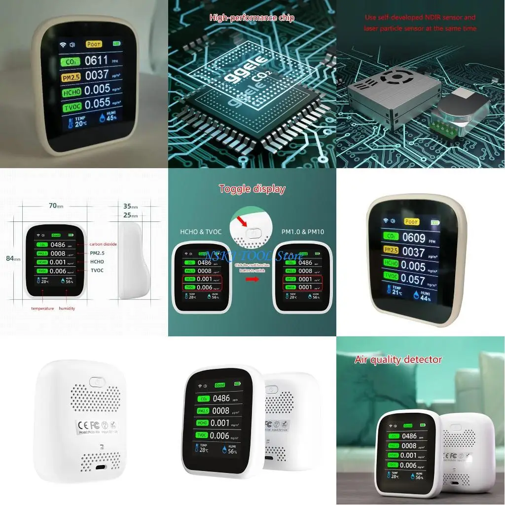 L8RC Air-Quality Monitor HCHO PM2.5 TVOC Meter Carbon Dioxide Tester
L8RC Air-Quality Monitor HCHO PM2.5 TVOC Meter Carbon Dioxide Tester