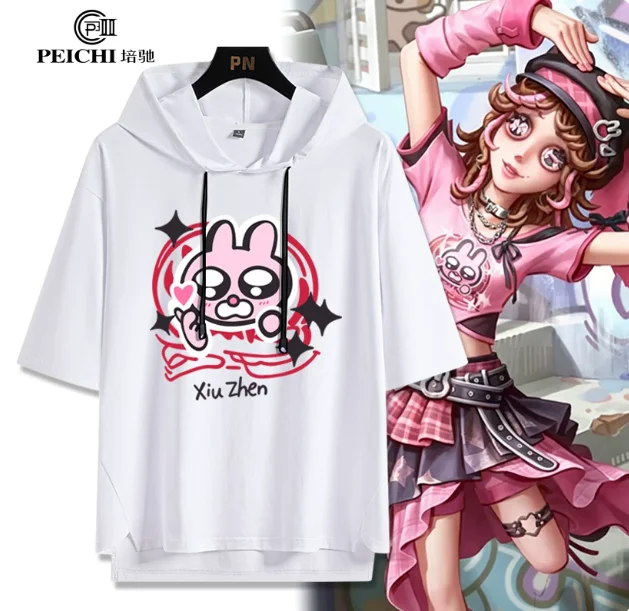 Japanese Anime Identity Ⅴ Barmaid Hooded Short Sleeve T-shirt Summer Cosplay Costume Casual Student Loose Tops PC
Japanese Anime Identity Ⅴ Barmaid Hooded Short Sleeve T-shirt Summer Cosplay Costume Casual Student Loose Tops PC