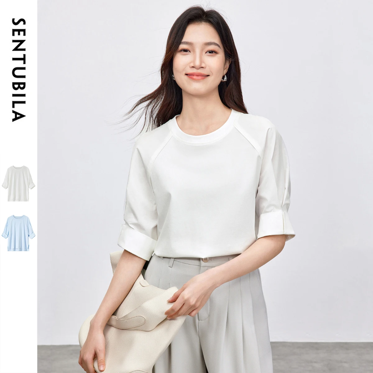SENTUBILA Simple White Women's T-shirt 2025 Summer Fashion Crewneck Short Sleeve Casual Knitted Slit Knitted Top Lady 152T59008
SENTUBILA Simple White Women's T-shirt 2025 Summer Fashion Crewneck Short Sleeve Casual Knitted Slit Knitted Top Lady 152T59008