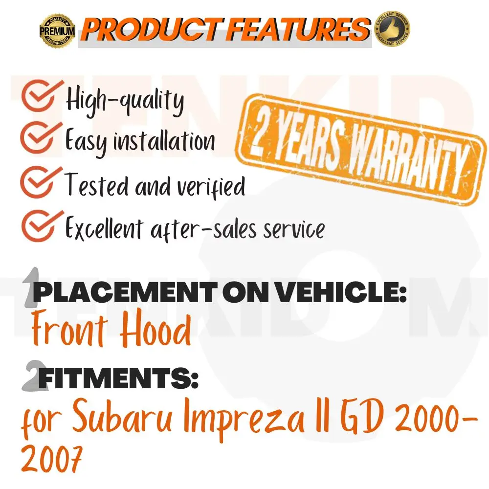 Front Hood Struts for Subaru Impreza II GD 2000-2007 Shock Lift Supports Bonnet Gas Dampers Springs No-Drill
Front Hood Struts for Subaru Impreza II GD 2000-2007 Shock Lift Supports Bonnet Gas Dampers Springs No-Drill