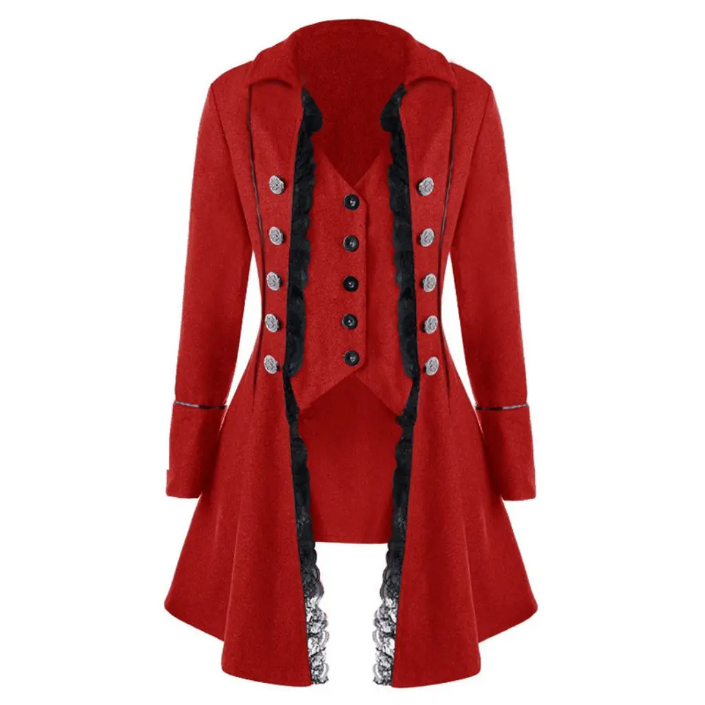 Women's Medieval Solid Color Long Sleeve Three Breasted Coat Irregular Top by Fashion Windbreaker for Ladies
Women's Medieval Solid Color Long Sleeve Three Breasted Coat Irregular Top by Fashion Windbreaker for Ladies