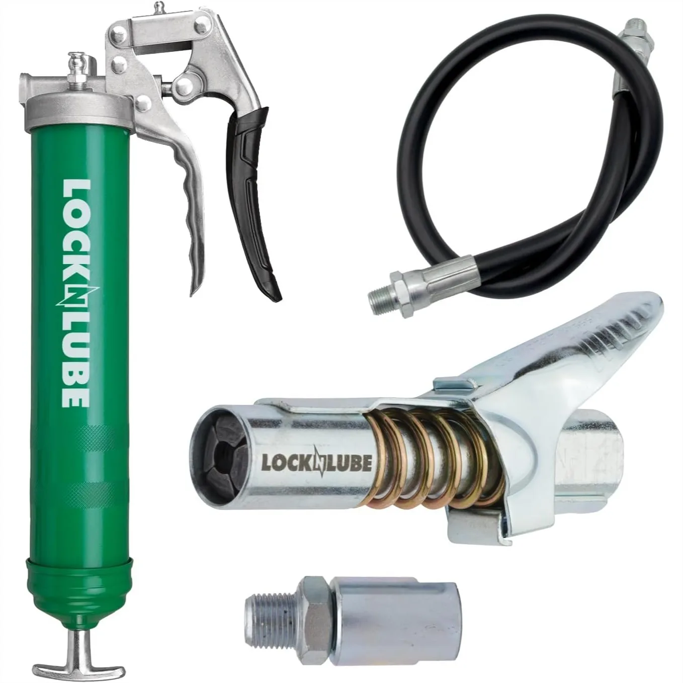 Heavy Duty Pistol Grip Grease Gun with Lock-On Coupler, 20" Hose & Swivel, Ergonomic Handle
Heavy Duty Pistol Grip Grease Gun with Lock-On Coupler, 20" Hose & Swivel, Ergonomic Handle