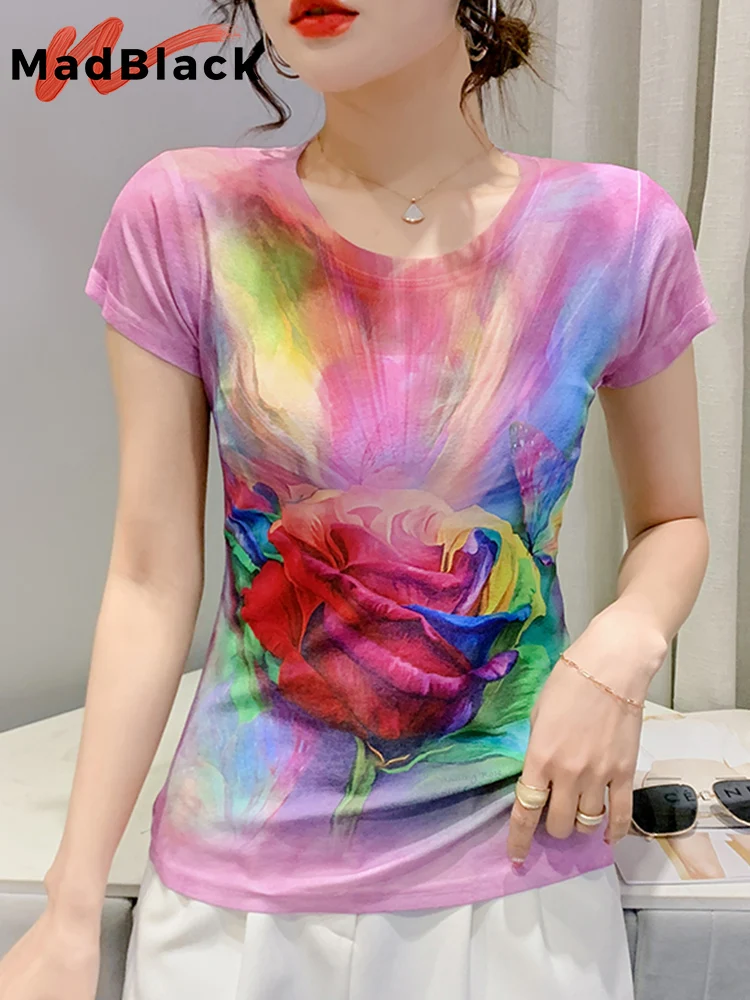 MadBlack Summer European Clothes T-Shirt Fashion Print Rose Elegant Women Tops Short Sleeve Street Casual Tees 2022 New T26403L 
MadBlack Summer European Clothes T-Shirt Fashion Print Rose Elegant Women Tops Short Sleeve Street Casual Tees 2022 New T26403L