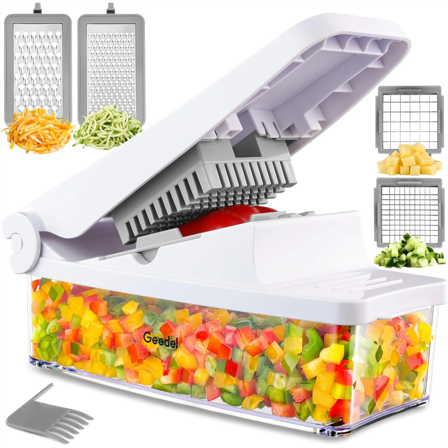 Vegetable Chopper, Onion Cutter Dicer with Container for Salad Potato Carrot, 4 in 1 White
Vegetable Chopper, Onion Cutter Dicer with Container for Salad Potato Carrot, 4 in 1 White