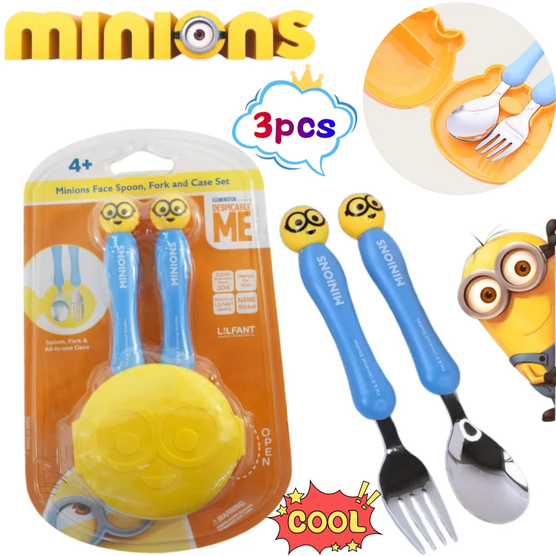 Minions Despicable Me Kevin Dave Spoon and Fork Set High Color Value Cartoon Doll Shape Creative Portable Home Kitchen Supplies
Minions Despicable Me Kevin Dave Spoon and Fork Set High Color Value Cartoon Doll Shape Creative Portable Home Kitchen Supplies