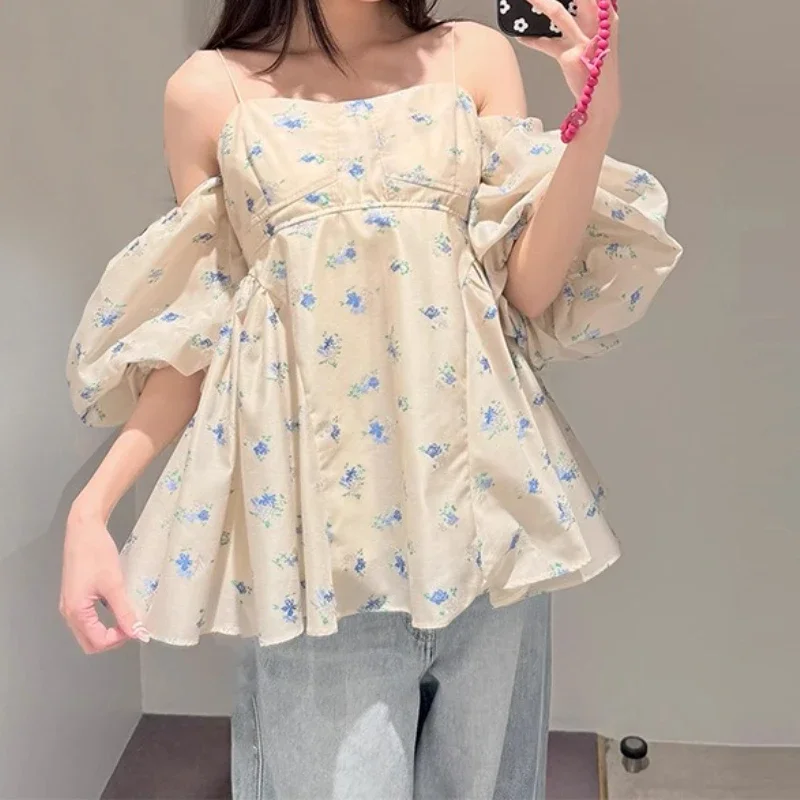 Sweet Puff Sleeve Off Shoulder Print Camisole Blouse Women Japan Style Summer Chic Loose Shirts 2025 New Spring Summer Blusas
Sweet Puff Sleeve Off Shoulder Print Camisole Blouse Women Japan Style Summer Chic Loose Shirts 2025 New Spring Summer Blusas