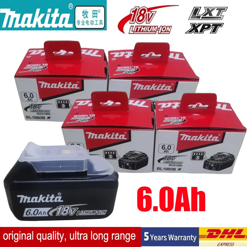 Original Makita 18V 6.0Ah tool battery, Makita DDF482 DTS141 DHR242 DDF486 DTM52 DF333 electric tool battery with ultra long bat
Original Makita 18V 6.0Ah tool battery, Makita DDF482 DTS141 DHR242 DDF486 DTM52 DF333 electric tool battery with ultra long bat