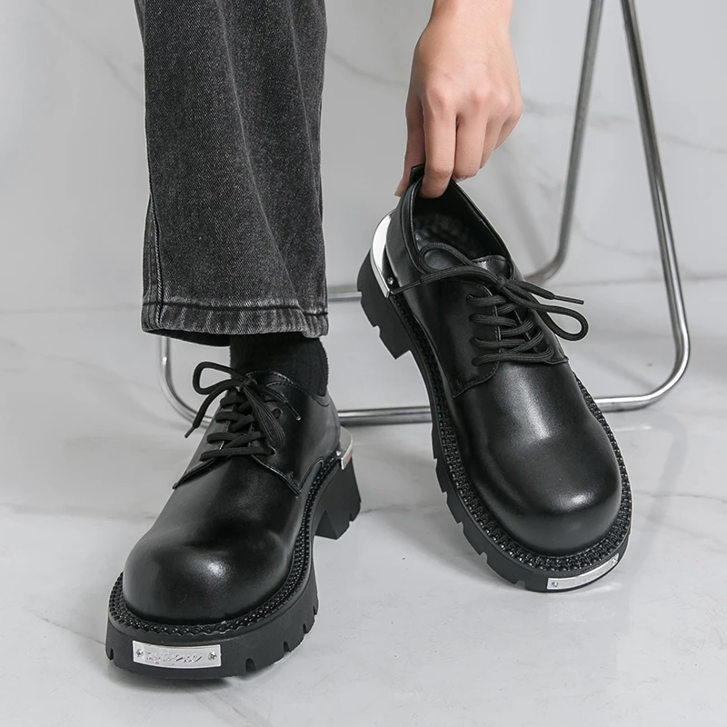 Men's leather shoes Height increasing casual style Fashion party and office Outdoor street Derby Daily Shoes Black thick soled
Men's leather shoes Height increasing casual style Fashion party and office Outdoor street Derby Daily Shoes Black thick soled