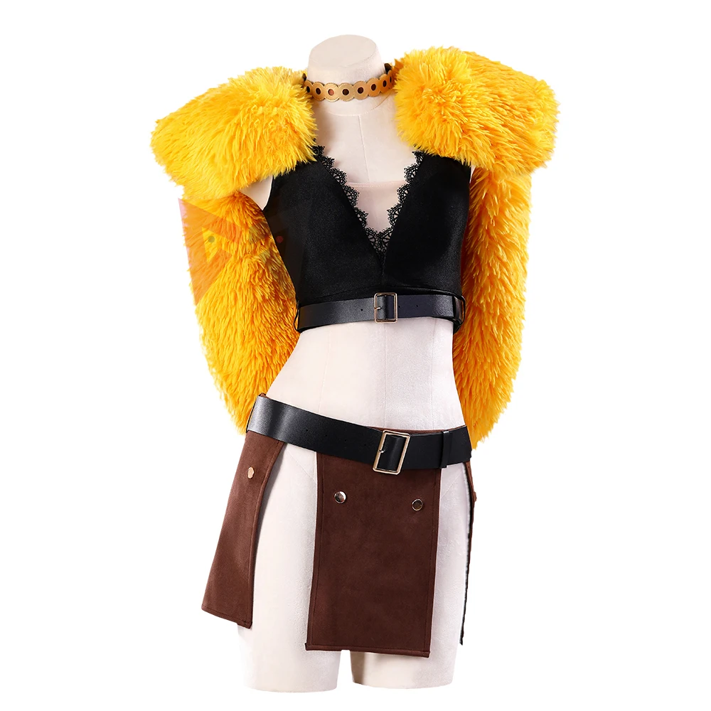 New Anime Elbaphes Naming Cosplay Costume Tops Skirt Yellow Fur Cloak Necklace Bracelet For Game Party Halloween Custom Maden
New Anime Elbaphes Naming Cosplay Costume Tops Skirt Yellow Fur Cloak Necklace Bracelet For Game Party Halloween Custom Maden