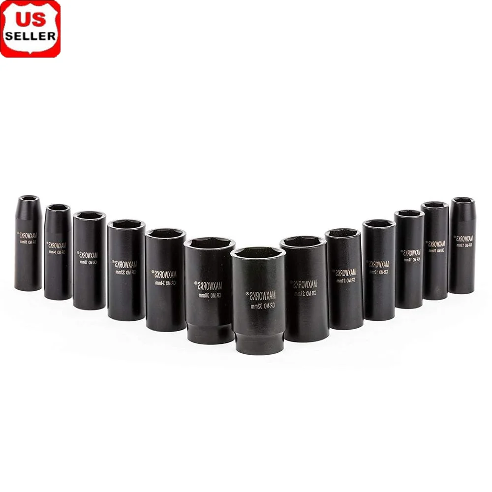 13-Piece 1/2" Drive Metric Impact Socket Set Laser Etched Size Marking Heavy-Duty High Grade Molybdenum Material Electric Coat
13-Piece 1/2" Drive Metric Impact Socket Set Laser Etched Size Marking Heavy-Duty High Grade Molybdenum Material Electric Coat