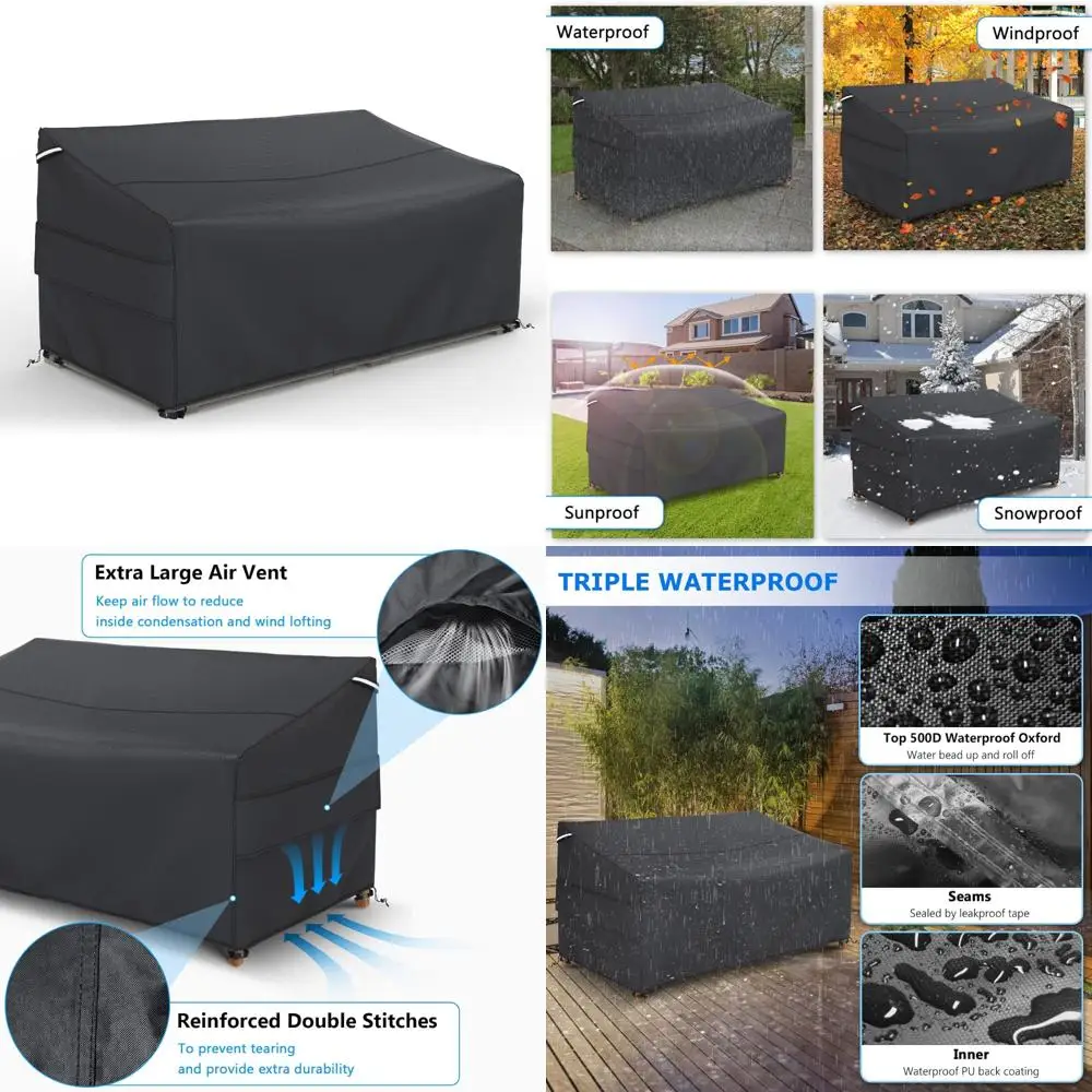 gasadar waterproof outdoor sofa cover, 3-seater outdoor loveseat cover, 79" l×37" d×35" h, heavy duty 600d, black
gasadar waterproof outdoor sofa cover, 3-seater outdoor loveseat cover, 79" l×37" d×35" h, heavy duty 600d, black