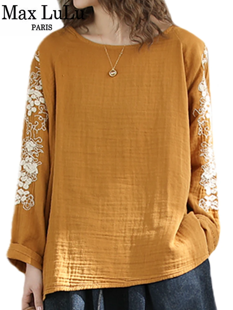 Max LuLu Design 2024 Fashion Linen Tops Womens Spring Embroidery Casual Loose Vintage Tee Shirts Ladies Classic Harajuku Clothes
Max LuLu Design 2024 Fashion Linen Tops Womens Spring Embroidery Casual Loose Vintage Tee Shirts Ladies Classic Harajuku Clothes