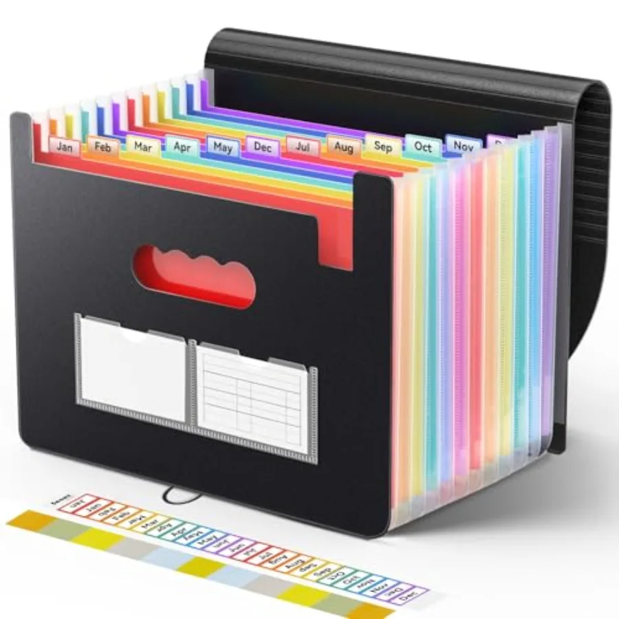 Accordion File Organizer, 13 Pockets Expanding File Folder, Portable Monthly Paper Bill Tax Receipt Organizer, Letter A4 Size D
Accordion File Organizer, 13 Pockets Expanding File Folder, Portable Monthly Paper Bill Tax Receipt Organizer, Letter A4 Size D