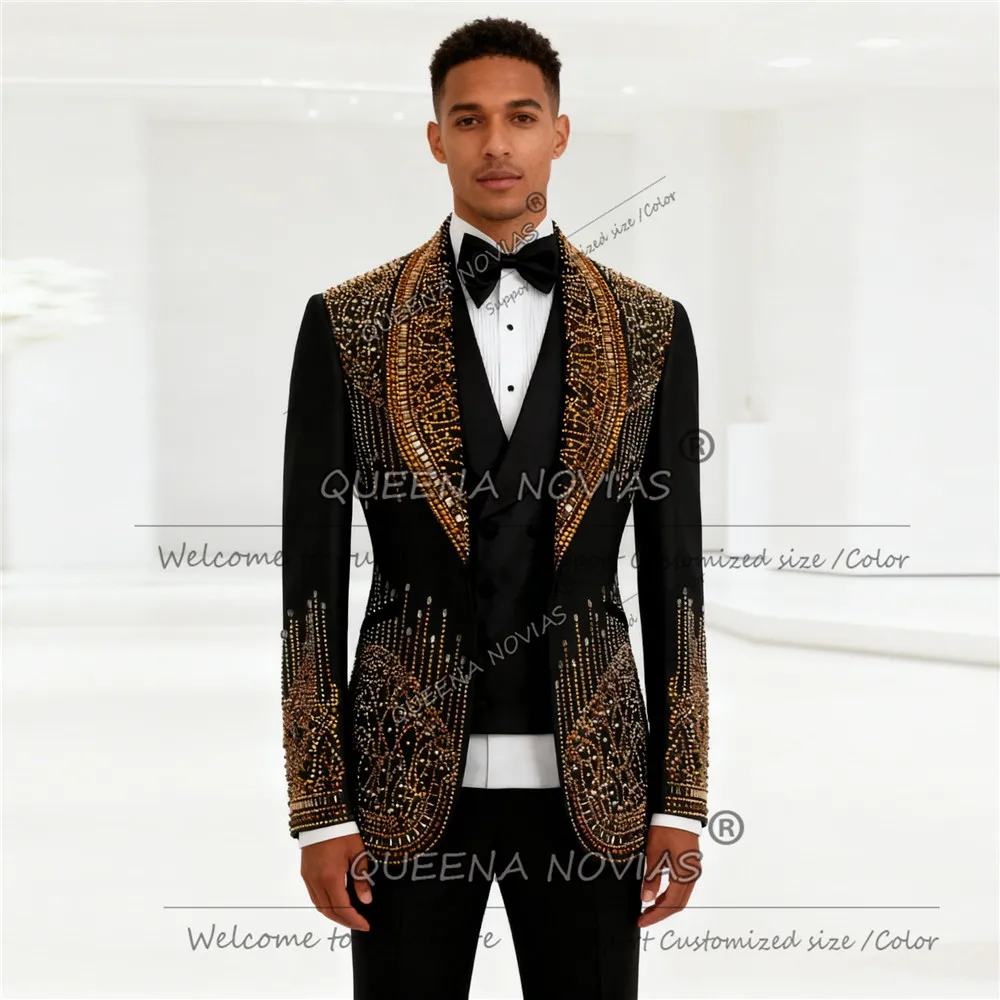 Изысканный мужской костюм с бусинами и кристаллами, блейзер для выпускного вечера с шалью и лацканами, свадебный смокинг жениха по индивидуальному заказу, комплект из 2 предметов, trajes para hombre
Изысканный мужской костюм с бусинами и кристаллами, блейзер для выпускного вечера с шалью и лацканами, свадебный смокинг жениха по индивидуальному заказу, комплект из 2 предметов, trajes para hombre