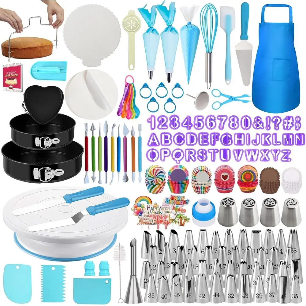 722pcs Cake ting Kit - Baking Supplies with Springform Pans, Cake Rotating Turntable, Icing Piping Bags and frosting Tips Set -
722pcs Cake ting Kit - Baking Supplies with Springform Pans, Cake Rotating Turntable, Icing Piping Bags and frosting Tips Set -