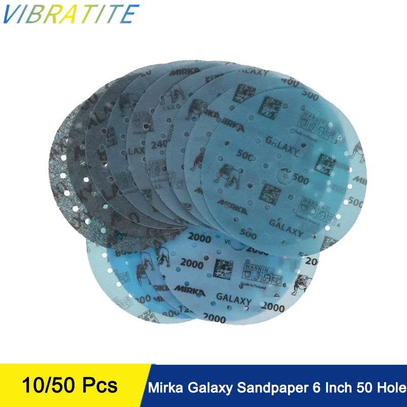 Mirka Galaxy Sandpaper 6 Inch 50 Hole 150mm 10/50Pcs Hook and Loop Assorted 40-2000 Grits for Car Beauty Dry Flocked Woodworking
Mirka Galaxy Sandpaper 6 Inch 50 Hole 150mm 10/50Pcs Hook and Loop Assorted 40-2000 Grits for Car Beauty Dry Flocked Woodworking