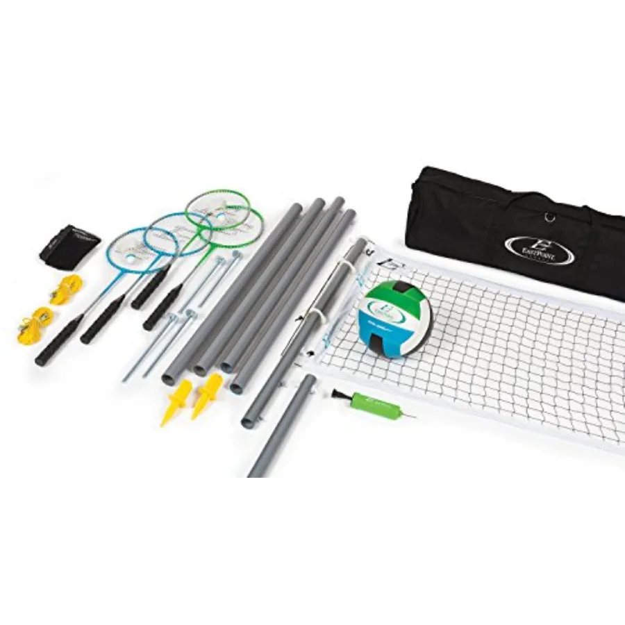 Deluxe Volleyball Badminton Net Set - 25ft L x 8ft H Polyester Assorted - Includes 1 Volleyball 4 Rackets 2 Shuttlecocks 4 Grou
Deluxe Volleyball Badminton Net Set - 25ft L x 8ft H Polyester Assorted - Includes 1 Volleyball 4 Rackets 2 Shuttlecocks 4 Grou