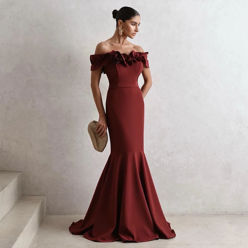 Customized Women's Formal Evening Gowns Long Flower Ruffle Off the Shoulder Party Dress 2026 Trumpet/Mermaid Prom Gown Burgundy
Customized Women's Formal Evening Gowns Long Flower Ruffle Off the Shoulder Party Dress 2026 Trumpet/Mermaid Prom Gown Burgundy