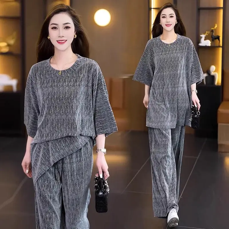 2025 Popular Style Casual Sports Suit In Summer Loose And Lazy Gray Top Wide Leg Pants Tracksuit Woman Two Piece Set G976
2025 Popular Style Casual Sports Suit In Summer Loose And Lazy Gray Top Wide Leg Pants Tracksuit Woman Two Piece Set G976 