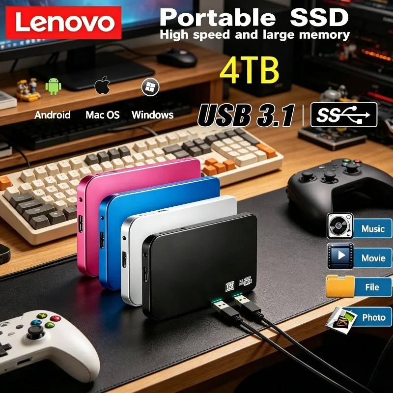 Внешний SSD-накопитель Lenovo USB 3.0 4 ТБ с кабелем USB 3.0, корпус из ABS-пластика, мобильный жесткий диск
Внешний SSD-накопитель Lenovo USB 3.0 4 ТБ с кабелем USB 3.0, корпус из ABS-пластика, мобильный жесткий диск
