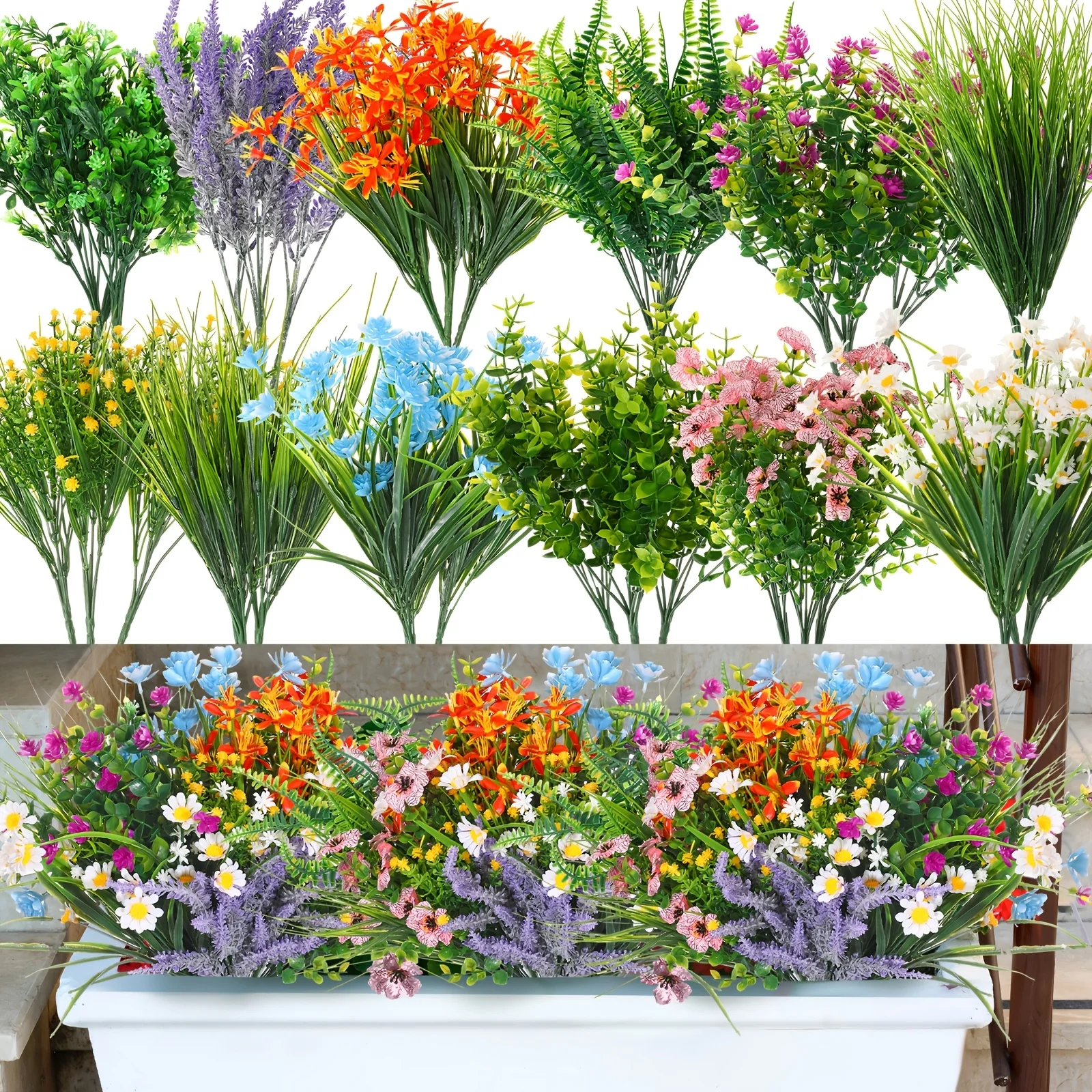 36 Bundles Artificial Flowers Outdoor Uv Resistant Artificial Flowers Fake Plants Plastic Wildflowers For Hanging Planter Porch Window Home Wedding Spring Summer Decor (Bright Colors)
36 Bundles Artificial Flowers Outdoor Uv Resistant Artificial Flowers Fake Plants Plastic Wildflowers For Hanging Planter Porch Window Home Wedding Spring Summer Decor (Bright Colors)