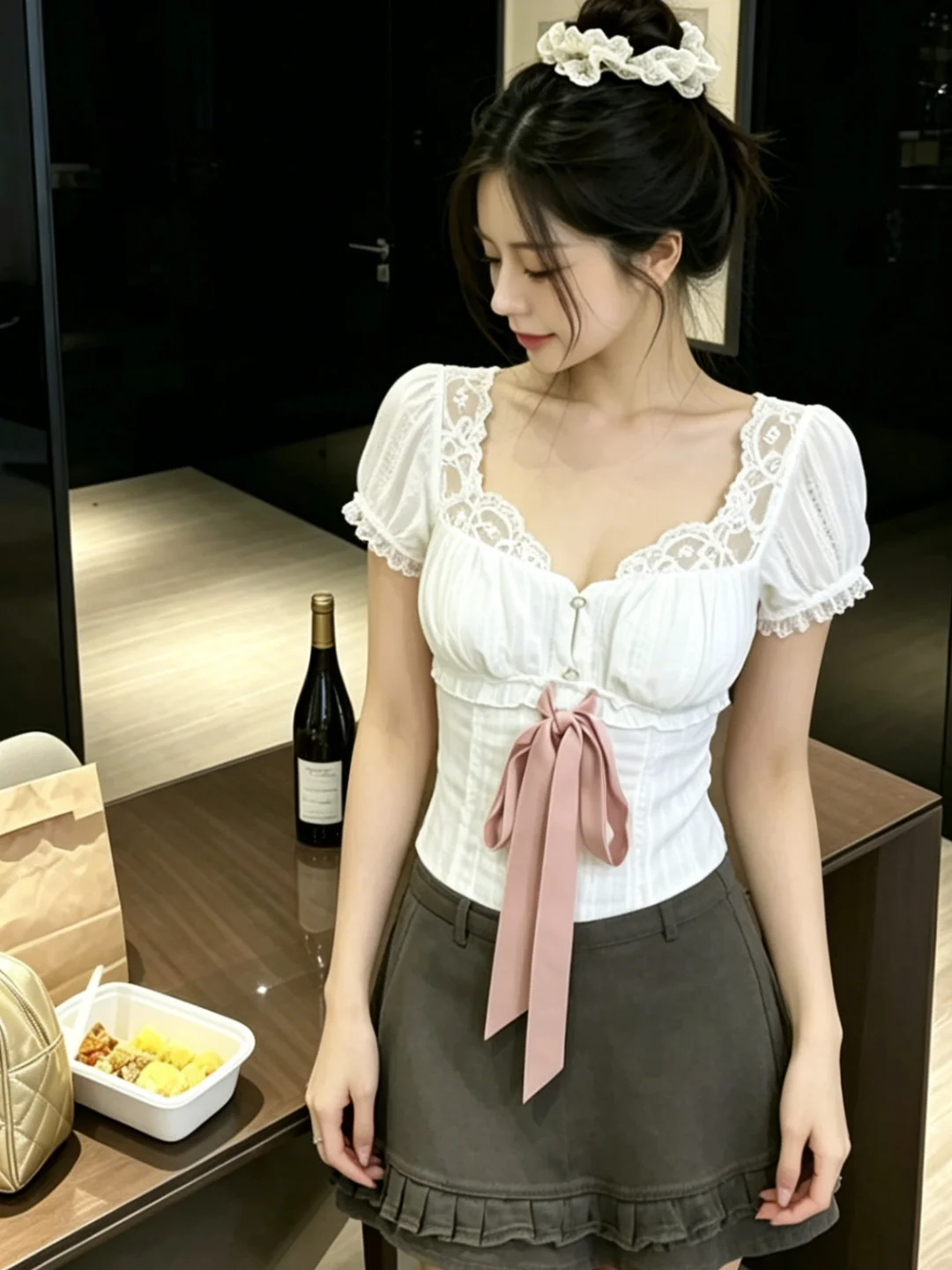 Sweet Style White T-Shirt Women's Summer New Knot Lace Waist Cinching Short Sleeve Bubble Sleeve Top Fashionable Sl...
Sweet Style White T-Shirt Women's Summer New Knot Lace Waist Cinching Short Sleeve Bubble Sleeve Top Fashionable Sl...
