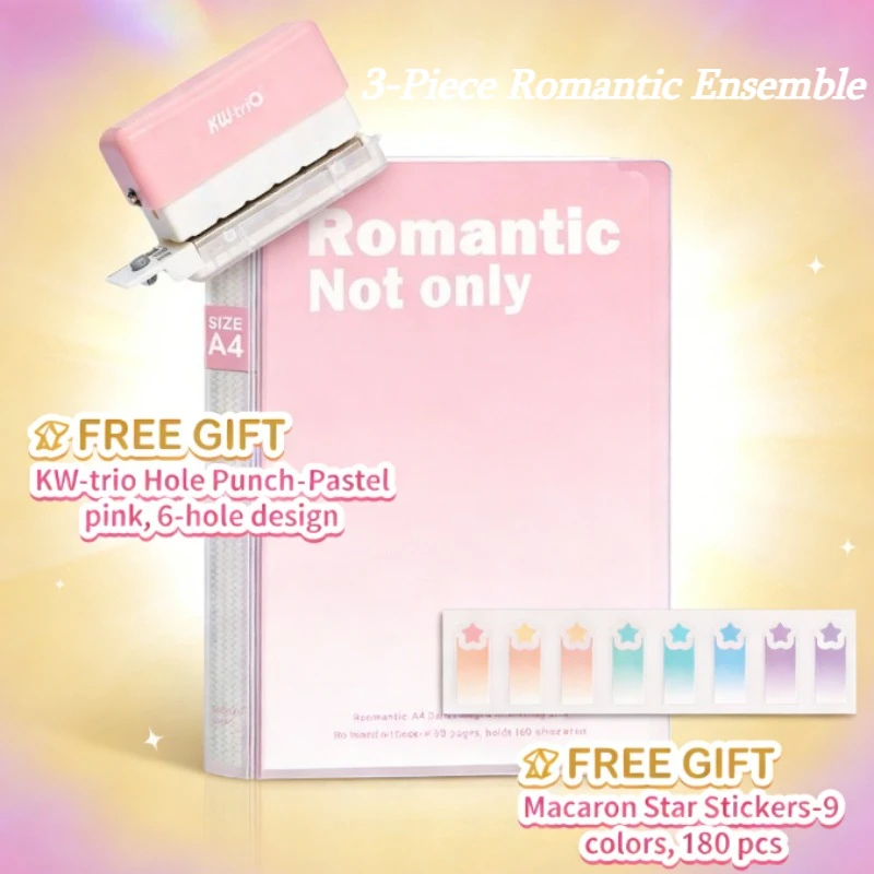 Папка формата А4 на 80 страниц (в комплекте 1 бесплатный дырокол и 1 упаковка стикеров в форме звезды), прозрачные вкладыши, папка из ПП-материала.
Папка формата А4 на 80 страниц (в комплекте 1 бесплатный дырокол и 1 упаковка стикеров в форме звезды), прозрачные вкладыши, папка из ПП-материала.