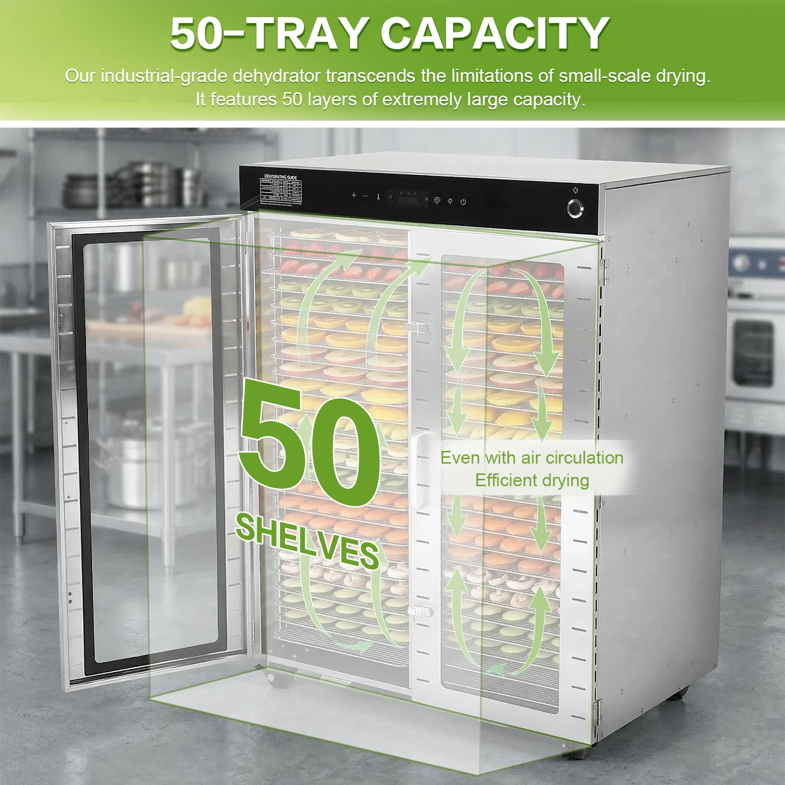 50 Tray Double Door Sausage Drying Machine 110V US Plug with Temperature Control 2000W for Meat Fruit & Pet Treats
50 Tray Double Door Sausage Drying Machine 110V US Plug with Temperature Control 2000W for Meat Fruit & Pet Treats