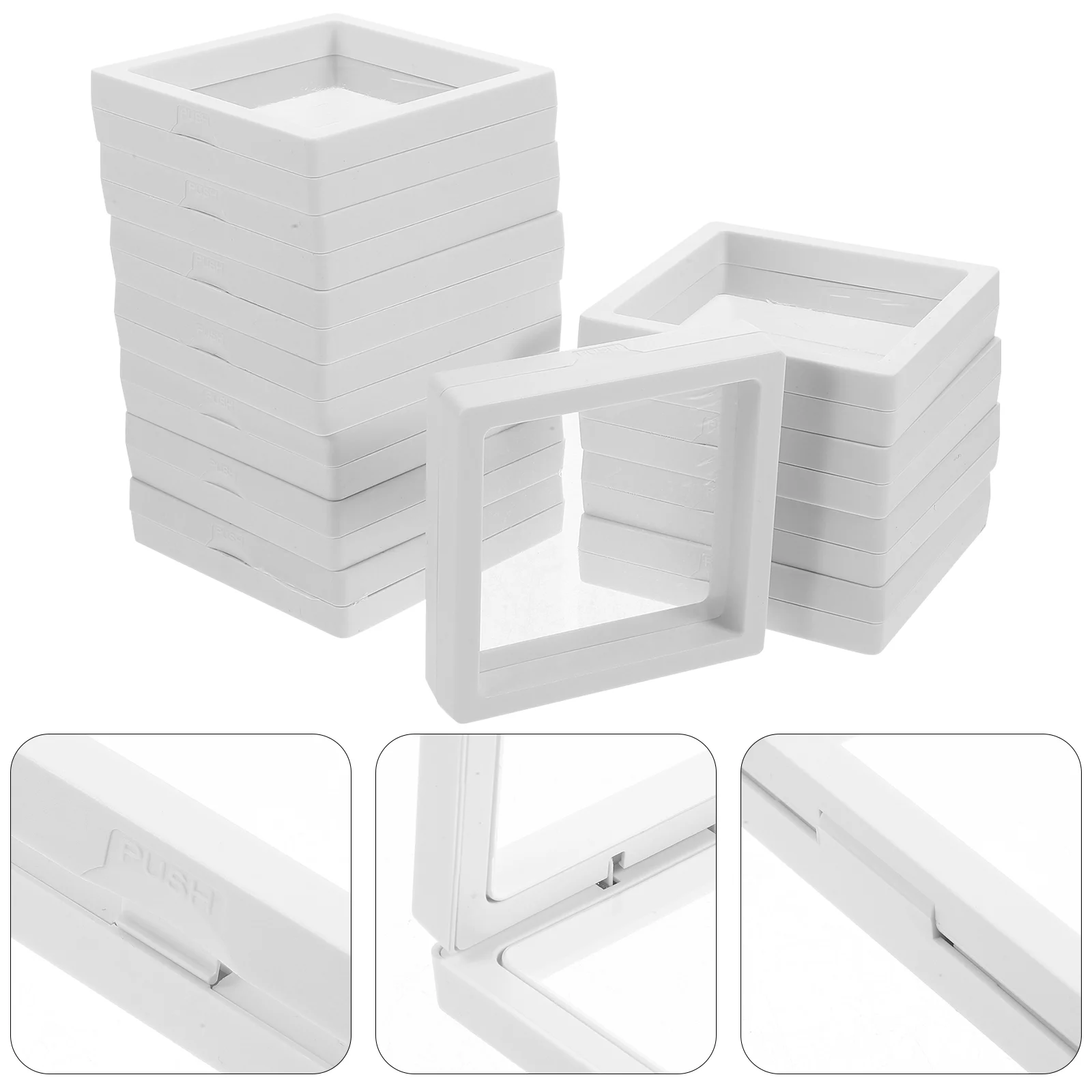 12 Sets 9x9x2cm Transparent PE Film Box Floating Display Frame Jewelry Case Dust Proof Waterproof Desktop Mini Frames
12 Sets 9x9x2cm Transparent PE Film Box Floating Display Frame Jewelry Case Dust Proof Waterproof Desktop Mini Frames