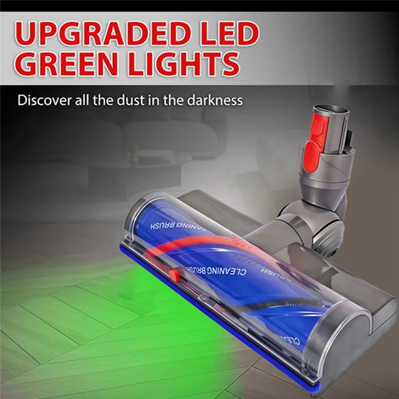 Quick-Release Electric Floor Brush Head For Dyson V7 V8 V10 V11 V15 Vacuum Attachments With Green LED Dust Light
Quick-Release Electric Floor Brush Head For Dyson V7 V8 V10 V11 V15 Vacuum Attachments With Green LED Dust Light