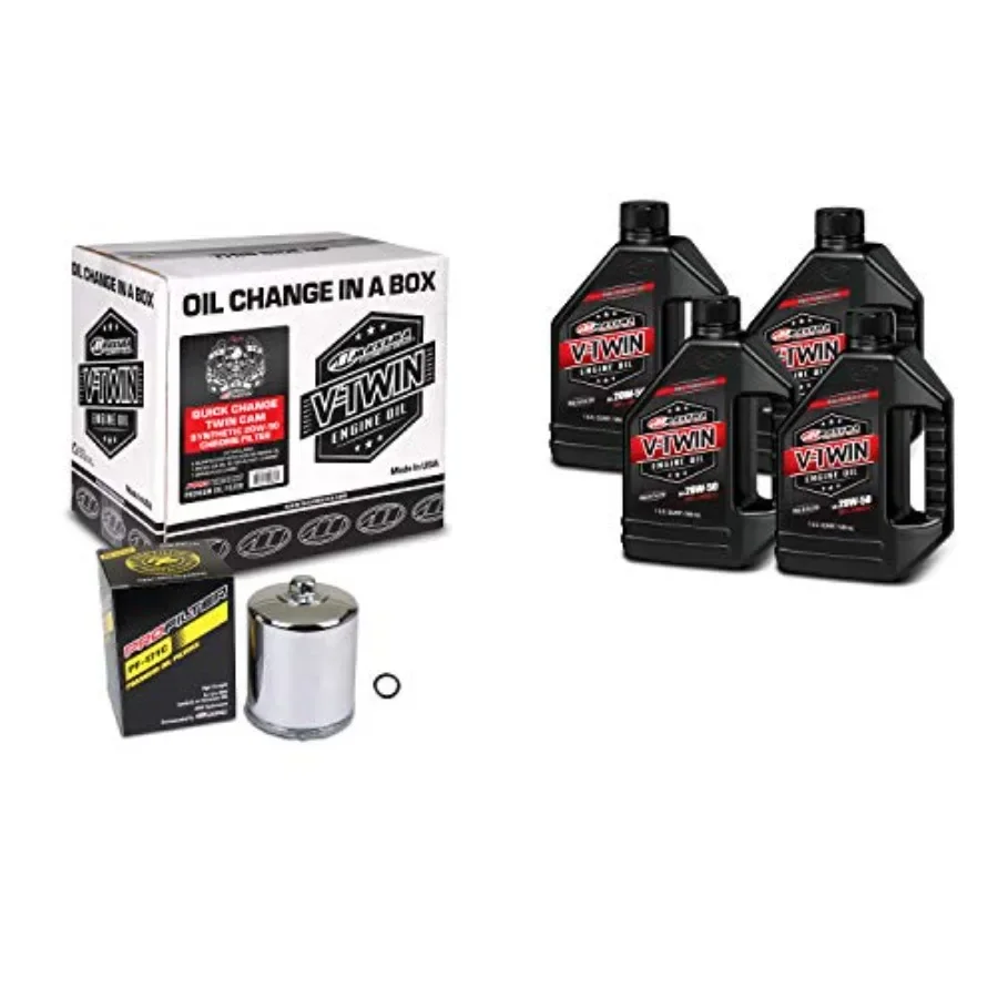 Racing Quick Change Twin Cam Synthetic 20W-50 Chrome Filter Engine Oil Change Kit for Harley-Davidson motorcycles, chrome-plate
Racing Quick Change Twin Cam Synthetic 20W-50 Chrome Filter Engine Oil Change Kit for Harley-Davidson motorcycles, chrome-plate