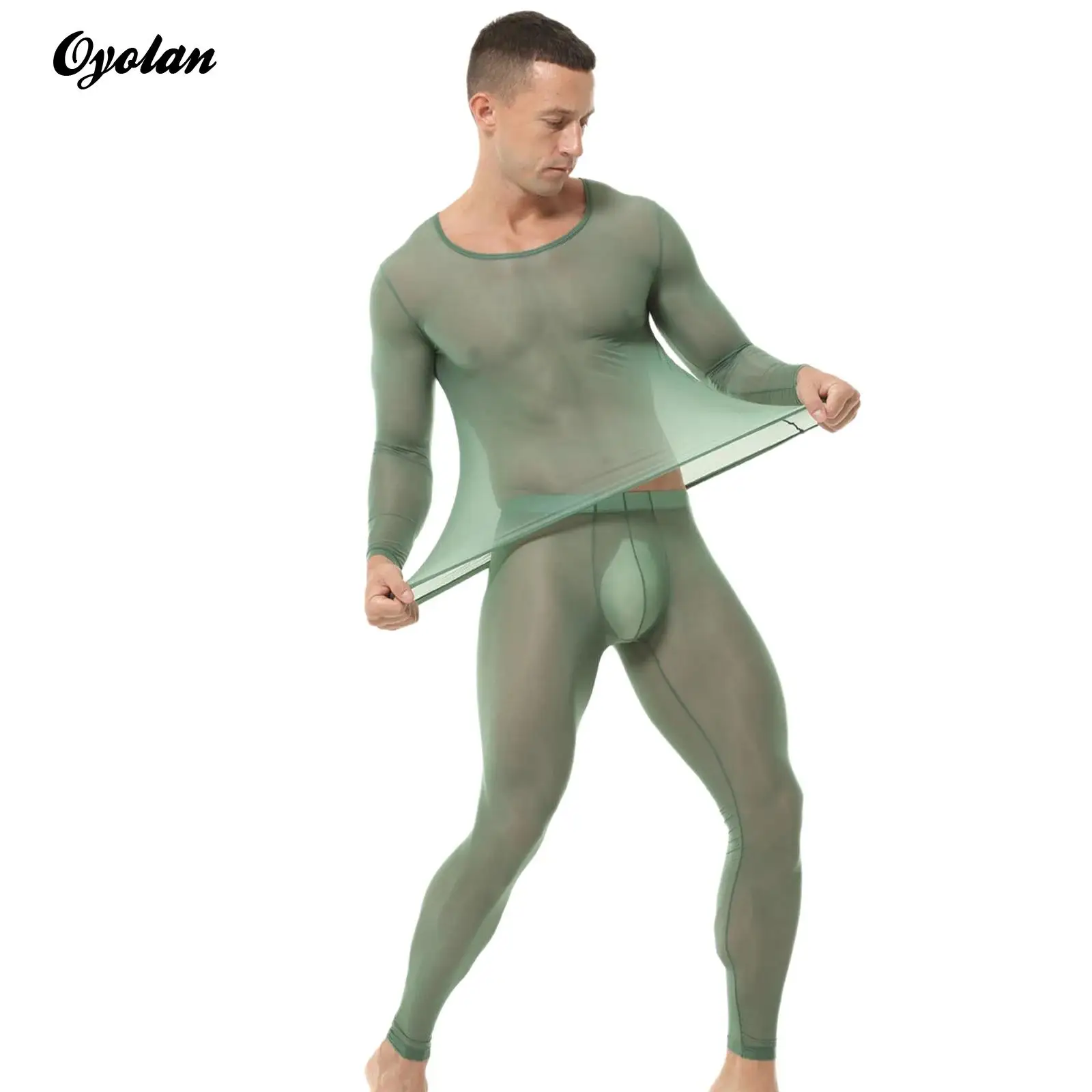 Mens Lingerie See-Through Bodysuit Outfits Athletic Tights T-Shirt Top Undershirt with Leggings Transparent Thermal Underwear
Mens Lingerie See-Through Bodysuit Outfits Athletic Tights T-Shirt Top Undershirt with Leggings Transparent Thermal Underwear