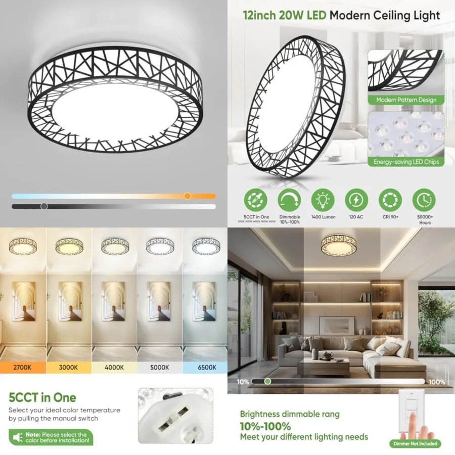 Flush Mount Ceiling Light, Modern LED Ceiling Light Fixture, 20W 1400LM 2700-6500K Adjustable, Dimmable Ceilg Lights for Bedroo
Flush Mount Ceiling Light, Modern LED Ceiling Light Fixture, 20W 1400LM 2700-6500K Adjustable, Dimmable Ceilg Lights for Bedroo