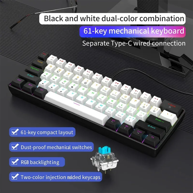 60% проводная игровая механическая клавиатура с RGB-подсветкой, ультракомпактная мини-разкладка для ПК/Mac, геймеров и типоров, легкий дизайн для путешествий
60% проводная игровая механическая клавиатура с RGB-подсветкой, ультракомпактная мини-разкладка для ПК/Mac, геймеров и типоров, легкий дизайн для путешествий
